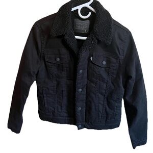 Levi's Sherpa Trucker Jacket Black Women's M-Worn Once-36136-0020